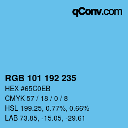 Farbcode: RGB 101 192 235 | qconv.com