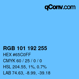 Color code: RGB 101 192 255 | qconv.com