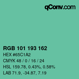 Color code: RGB 101 193 162 | qconv.com