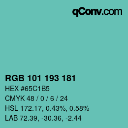 Color code: RGB 101 193 181 | qconv.com