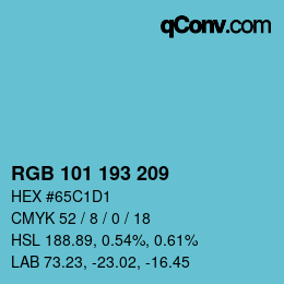 Color code: RGB 101 193 209 | qconv.com