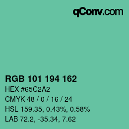 Color code: RGB 101 194 162 | qconv.com