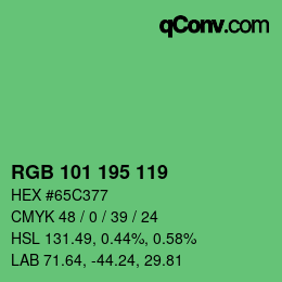 颜色代码: RGB 101 195 119 | qconv.com