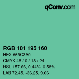 Color code: RGB 101 195 160 | qconv.com