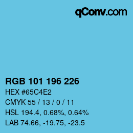 颜色代码: RGB 101 196 226 | qconv.com