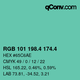 カラーコード: RGB 101 198.4 174.4 | qconv.com