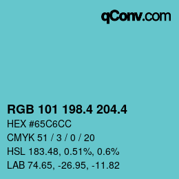カラーコード: RGB 101 198.4 204.4 | qconv.com