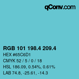 カラーコード: RGB 101 198.4 209.4 | qconv.com