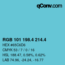 カラーコード: RGB 101 198.4 214.4 | qconv.com