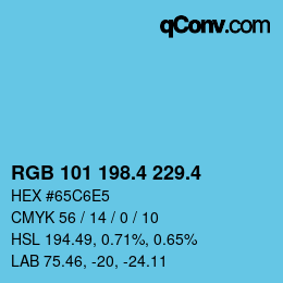 カラーコード: RGB 101 198.4 229.4 | qconv.com