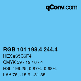 カラーコード: RGB 101 198.4 244.4 | qconv.com