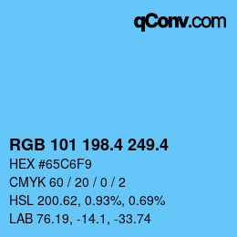 カラーコード: RGB 101 198.4 249.4 | qconv.com