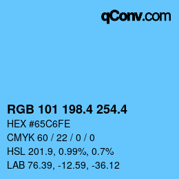 カラーコード: RGB 101 198.4 254.4 | qconv.com