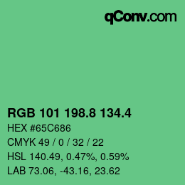 カラーコード: RGB 101 198.8 134.4 | qconv.com