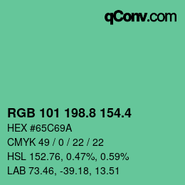 カラーコード: RGB 101 198.8 154.4 | qconv.com