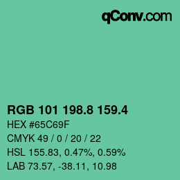 カラーコード: RGB 101 198.8 159.4 | qconv.com