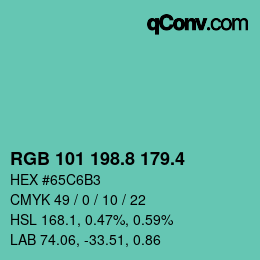 カラーコード: RGB 101 198.8 179.4 | qconv.com