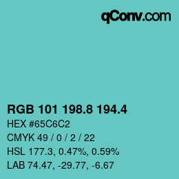 カラーコード: RGB 101 198.8 194.4 | qconv.com