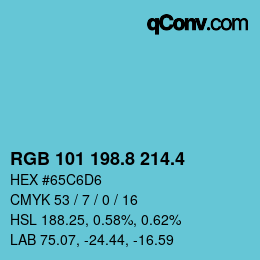 カラーコード: RGB 101 198.8 214.4 | qconv.com