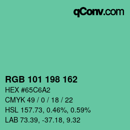 Color code: RGB 101 198 162 | qconv.com