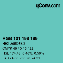 Color code: RGB 101 198 189 | qconv.com