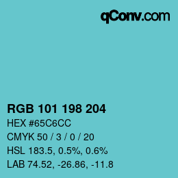 カラーコード: RGB 101 198 204 | qconv.com