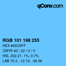 Color code: RGB 101 198 255 | qconv.com