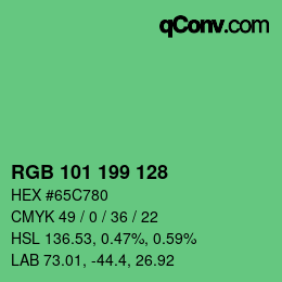 カラーコード: RGB 101 199 128 | qconv.com
