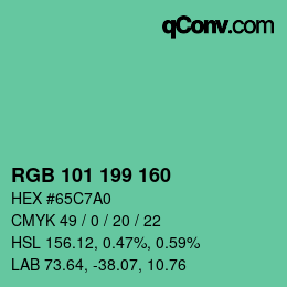 Color code: RGB 101 199 160 | qconv.com