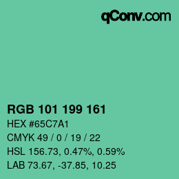 Color code: RGB 101 199 161 | qconv.com