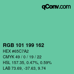 Código de color: RGB 101 199 162 | qconv.com