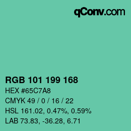 Color code: RGB 101 199 168 | qconv.com