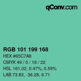 カラーコード: RGB 101 199 168 | qconv.com