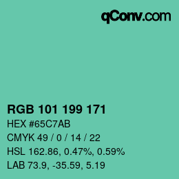 Color code: RGB 101 199 171 | qconv.com