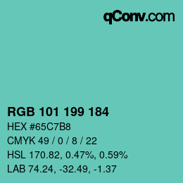 Color code: RGB 101 199 184 | qconv.com