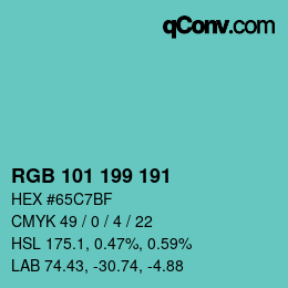Color code: RGB 101 199 191 | qconv.com