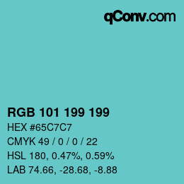 Color code: RGB 101 199 199 | qconv.com