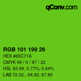 Color code: RGB 101 199 26 | qconv.com