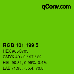 カラーコード: RGB 101 199 5 | qconv.com