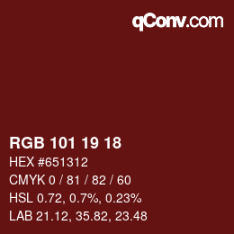颜色代码: RGB 101 19 18 | qconv.com