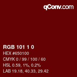 カラーコード: RGB 101 1 0 | qconv.com