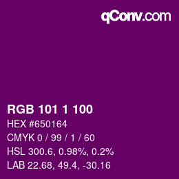 Color code: RGB 101 1 100 | qconv.com