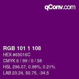 カラーコード: RGB 101 1 108 | qconv.com