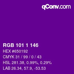 カラーコード: RGB 101 1 146 | qconv.com