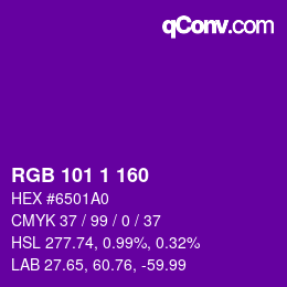 Color code: RGB 101 1 160 | qconv.com