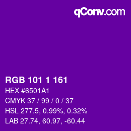 カラーコード: RGB 101 1 161 | qconv.com