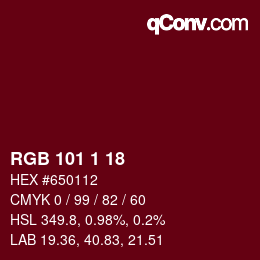 Color code: RGB 101 1 18 | qconv.com