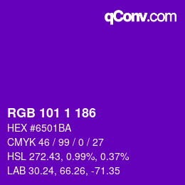 Color code: RGB 101 1 186 | qconv.com