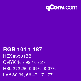 Color code: RGB 101 1 187 | qconv.com