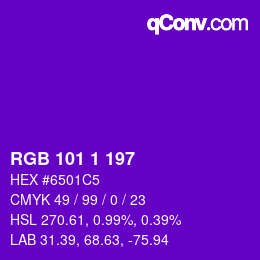 カラーコード: RGB 101 1 197 | qconv.com